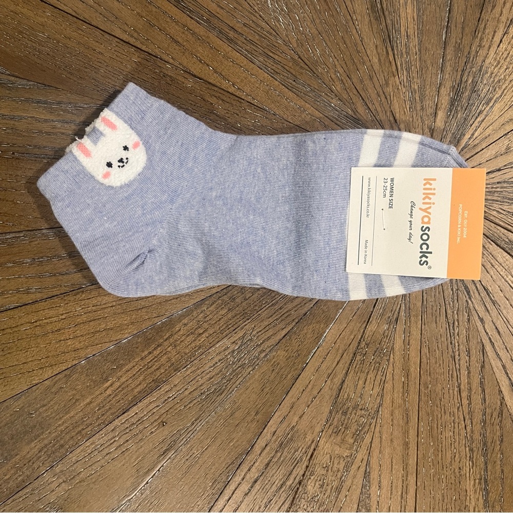 Blue and White Bunny Ankle Socks US Women’s Size 6-8 Cute Easter
